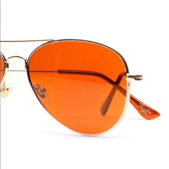 Aviator Orange Lens with Gold Framed Sunglasses - Picture 6 of 8